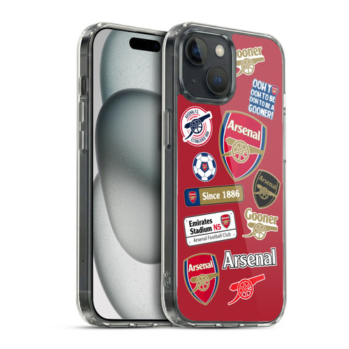 Arsenal FC Logos Collage Soft Gel Case for Apple iPhone 15 & MagSafe