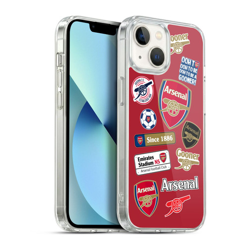 Arsenal FC Logos Collage Soft Gel Case for Apple iPhone 13