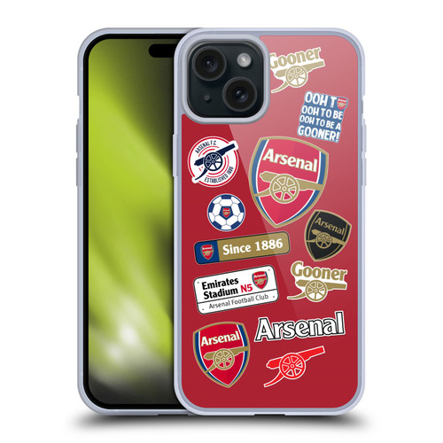 Arsenal FC Logos Collage Soft Gel Case for Apple iPhone 15 Plus