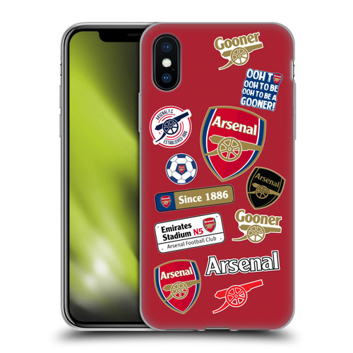 Arsenal FC Logos Collage Soft Gel Case for Apple iPhone X / iPhone XS