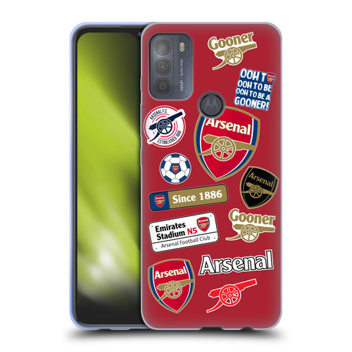 Arsenal FC Logos Collage Soft Gel Case for Motorola Moto G50