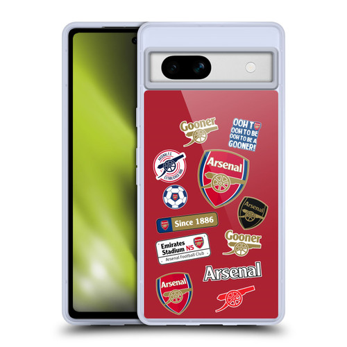 Arsenal FC Logos Collage Soft Gel Case for Google Pixel 7a