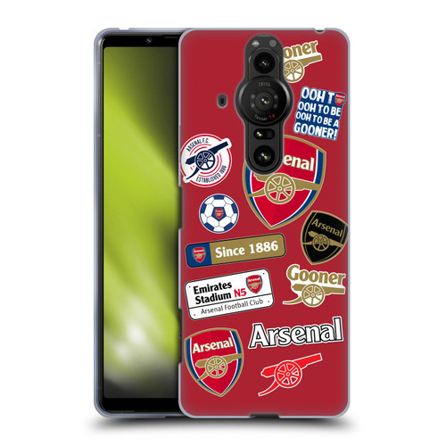 Arsenal FC Logos Collage Soft Gel Case for Sony Xperia Pro-I
