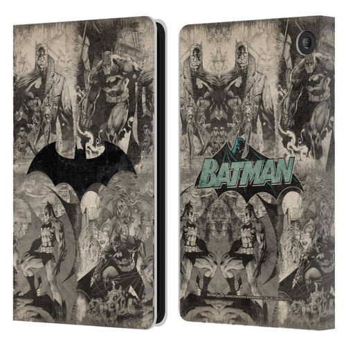 Batman DC Comics Hush Logo Collage Distressed Leather Book Wallet Case Cover For Amazon Fire 7 2022