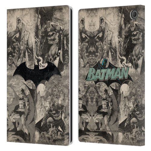 Batman DC Comics Hush Logo Collage Distressed Leather Book Wallet Case Cover For Amazon Fire Max 11 2023