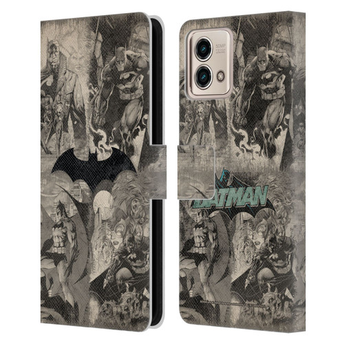 Batman DC Comics Hush Logo Collage Distressed Leather Book Wallet Case Cover For Motorola Moto G Stylus 5G 2023