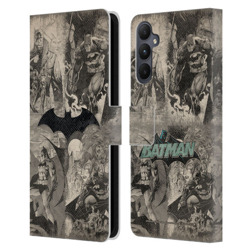 Batman DC Comics Hush Logo Collage Distressed Leather Book Wallet Case Cover For Samsung Galaxy A05s