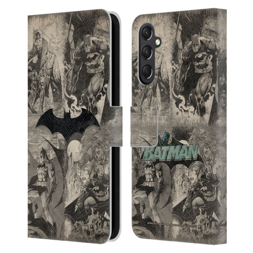 Batman DC Comics Hush Logo Collage Distressed Leather Book Wallet Case Cover For Samsung Galaxy A24 4G / M34 5G