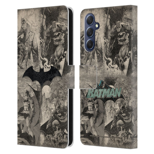 Batman DC Comics Hush Logo Collage Distressed Leather Book Wallet Case Cover For Samsung Galaxy M54 5G