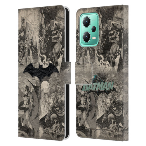 Batman DC Comics Hush Logo Collage Distressed Leather Book Wallet Case Cover For Xiaomi Redmi Note 12 5G