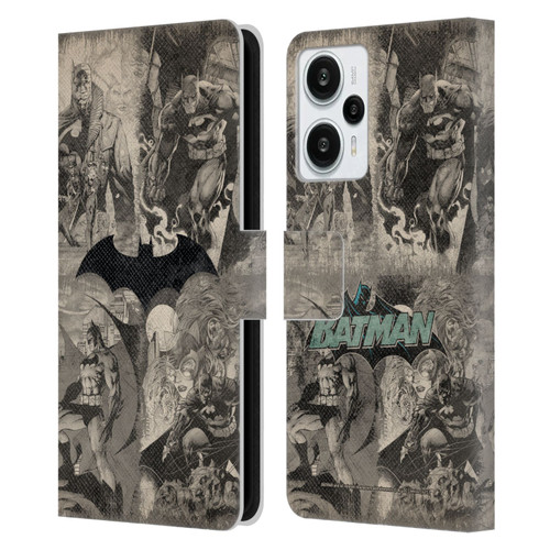 Batman DC Comics Hush Logo Collage Distressed Leather Book Wallet Case Cover For Xiaomi Redmi Note 12T