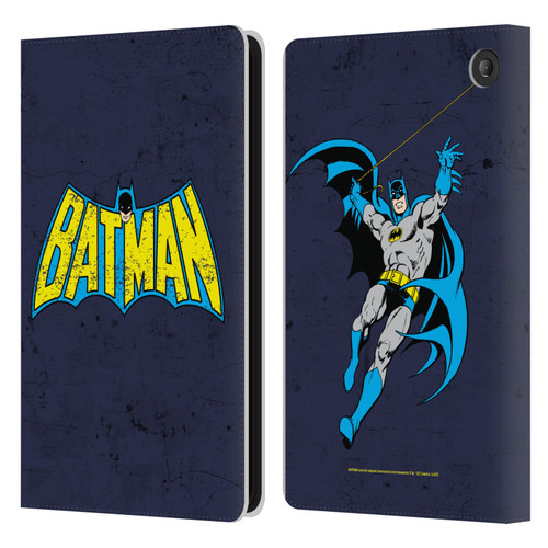 Batman DC Comics Logos Classic Distressed Leather Book Wallet Case Cover For Amazon Fire 7 2022