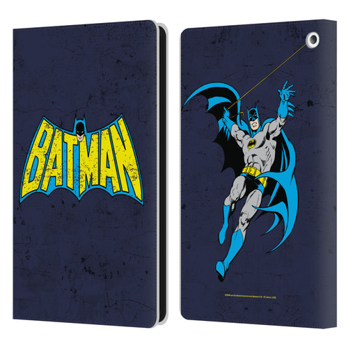 Batman DC Comics Logos Classic Distressed Leather Book Wallet Case Cover For Amazon Fire HD 8/Fire HD 8 Plus 2020