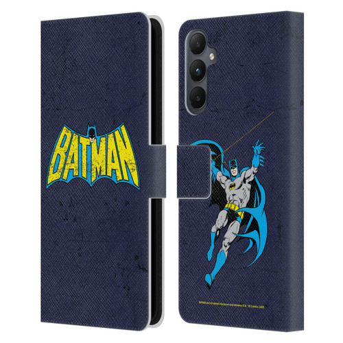 Batman DC Comics Logos Classic Distressed Leather Book Wallet Case Cover For Samsung Galaxy A05s