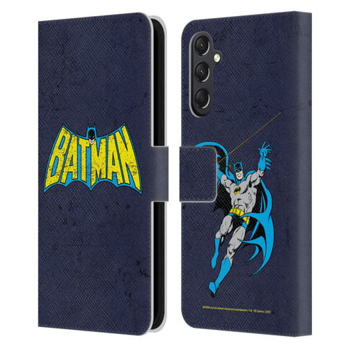 Batman DC Comics Logos Classic Distressed Leather Book Wallet Case Cover For Samsung Galaxy A24 4G / M34 5G