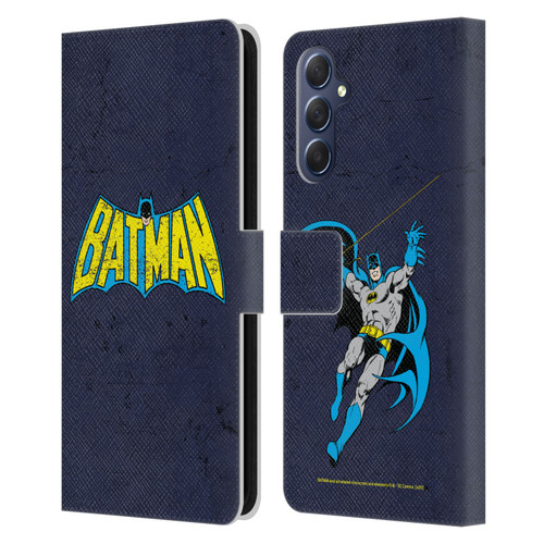 Batman DC Comics Logos Classic Distressed Leather Book Wallet Case Cover For Samsung Galaxy M54 5G