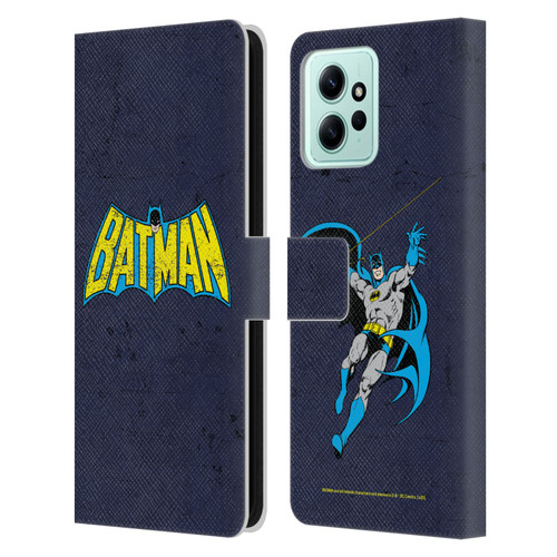 Batman DC Comics Logos Classic Distressed Leather Book Wallet Case Cover For Xiaomi Redmi 12