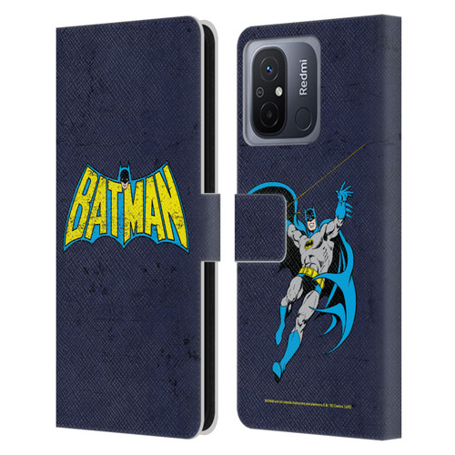 Batman DC Comics Logos Classic Distressed Leather Book Wallet Case Cover For Xiaomi Redmi 12C