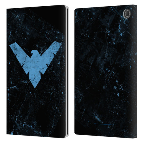 Batman DC Comics Nightwing Logo Grunge Leather Book Wallet Case Cover For Amazon Fire Max 11 2023