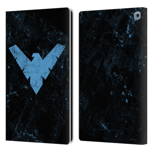 Batman DC Comics Nightwing Logo Grunge Leather Book Wallet Case Cover For Amazon Fire HD 10 / Plus 2021