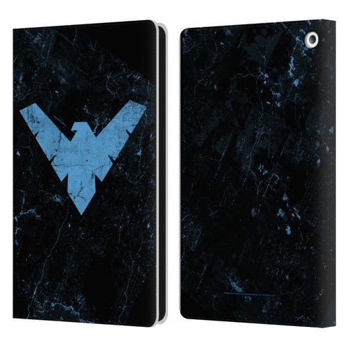 Batman DC Comics Nightwing Logo Grunge Leather Book Wallet Case Cover For Amazon Fire HD 8/Fire HD 8 Plus 2020