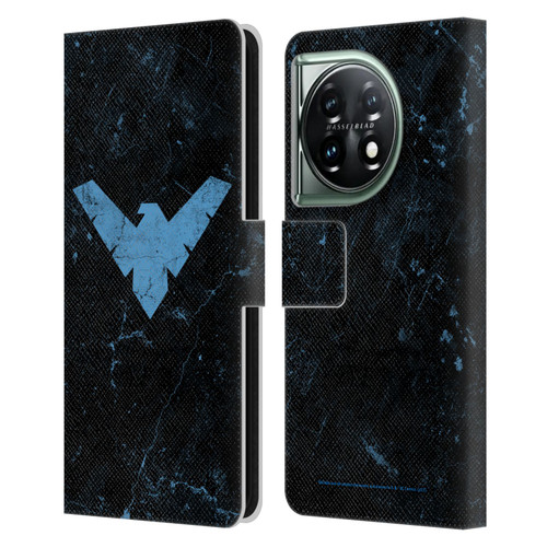 Batman DC Comics Nightwing Logo Grunge Leather Book Wallet Case Cover For OnePlus 11 5G