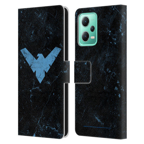 Batman DC Comics Nightwing Logo Grunge Leather Book Wallet Case Cover For Xiaomi Redmi Note 12 5G