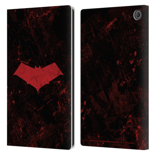 Batman DC Comics Red Hood Logo Grunge Leather Book Wallet Case Cover For Amazon Fire Max 11 2023