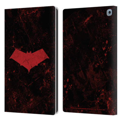 Batman DC Comics Red Hood Logo Grunge Leather Book Wallet Case Cover For Amazon Fire HD 10 / Plus 2021