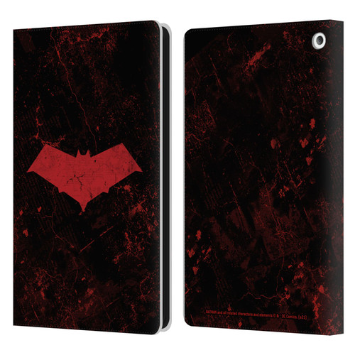 Batman DC Comics Red Hood Logo Grunge Leather Book Wallet Case Cover For Amazon Fire HD 8/Fire HD 8 Plus 2020