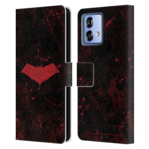 Batman DC Comics Red Hood Logo Grunge Leather Book Wallet Case Cover For Motorola Moto G84 5G