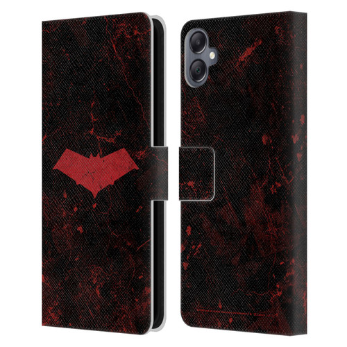 Batman DC Comics Red Hood Logo Grunge Leather Book Wallet Case Cover For Samsung Galaxy A05