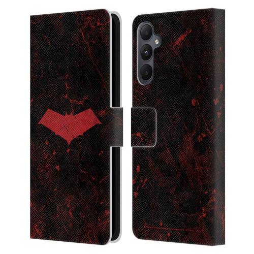 Batman DC Comics Red Hood Logo Grunge Leather Book Wallet Case Cover For Samsung Galaxy A05s