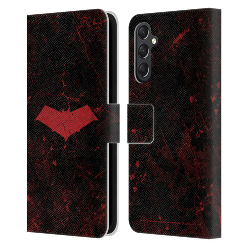 Batman DC Comics Red Hood Logo Grunge Leather Book Wallet Case Cover For Samsung Galaxy A24 4G / M34 5G