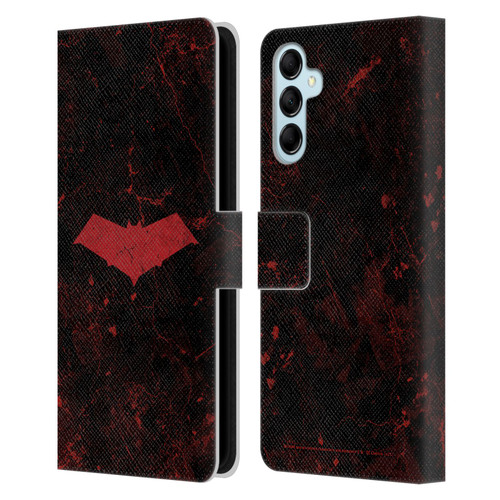 Batman DC Comics Red Hood Logo Grunge Leather Book Wallet Case Cover For Samsung Galaxy M14 5G