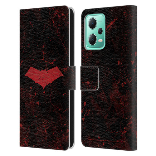 Batman DC Comics Red Hood Logo Grunge Leather Book Wallet Case Cover For Xiaomi Redmi Note 12 5G