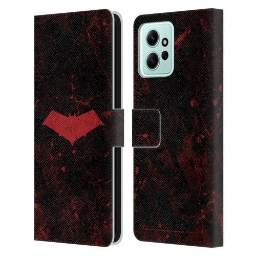 Batman DC Comics Red Hood Logo Grunge Leather Book Wallet Case Cover For Xiaomi Redmi 12