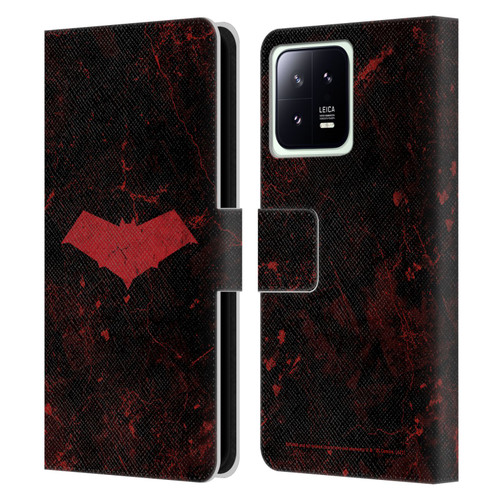 Batman DC Comics Red Hood Logo Grunge Leather Book Wallet Case Cover For Xiaomi 13 5G