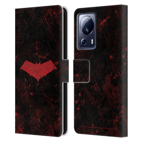 Batman DC Comics Red Hood Logo Grunge Leather Book Wallet Case Cover For Xiaomi 13 Lite 5G