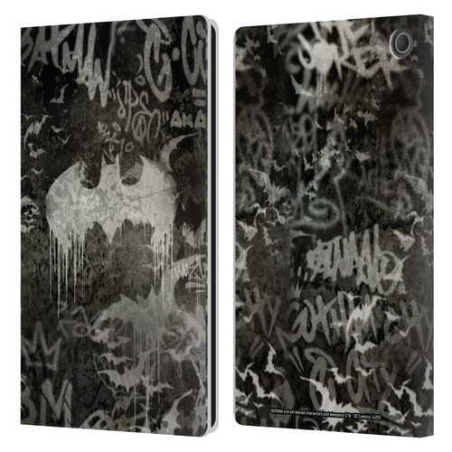 Batman DC Comics Vintage Fashion Graffiti Logo Leather Book Wallet Case Cover For Amazon Fire Max 11 2023