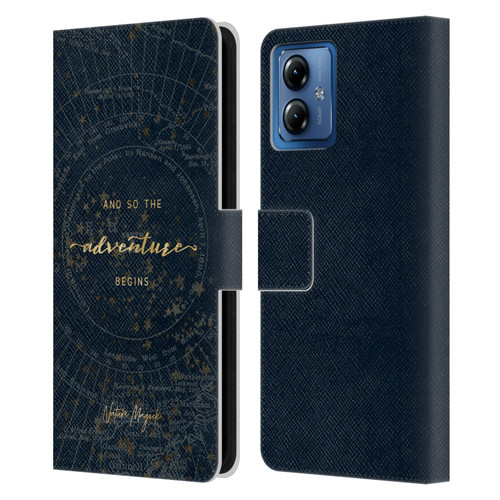 Nature Magick So The Adventure Begins Quote Star Map Leather Book Wallet Case Cover For Motorola Moto G14