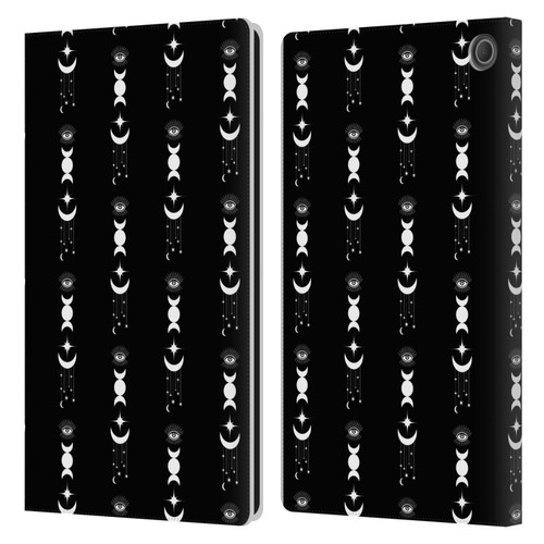 Haroulita Celestial Black And White Moon Leather Book Wallet Case Cover For Amazon Fire Max 11 2023