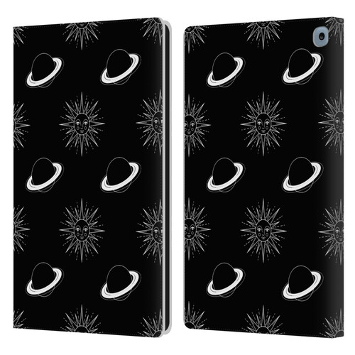 Haroulita Celestial Black And White Planet And Sun Leather Book Wallet Case Cover For Amazon Fire HD 10 / Plus 2021