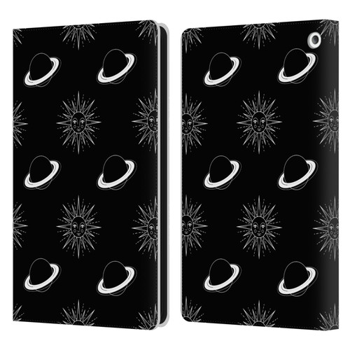 Haroulita Celestial Black And White Planet And Sun Leather Book Wallet Case Cover For Amazon Fire HD 8/Fire HD 8 Plus 2020