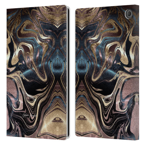 Nature Magick Luxe Gold Marble Metallic Copper Leather Book Wallet Case Cover For Amazon Fire Max 11 2023