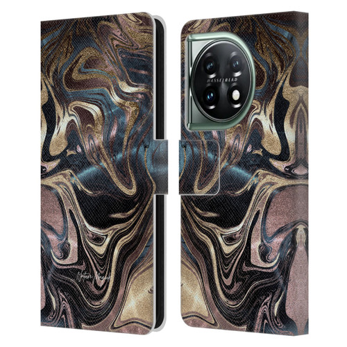 Nature Magick Luxe Gold Marble Metallic Copper Leather Book Wallet Case Cover For OnePlus 11 5G