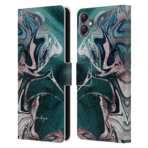 Nature Magick Luxe Gold Marble Metallic Teal Leather Book Wallet Case Cover For Samsung Galaxy A05