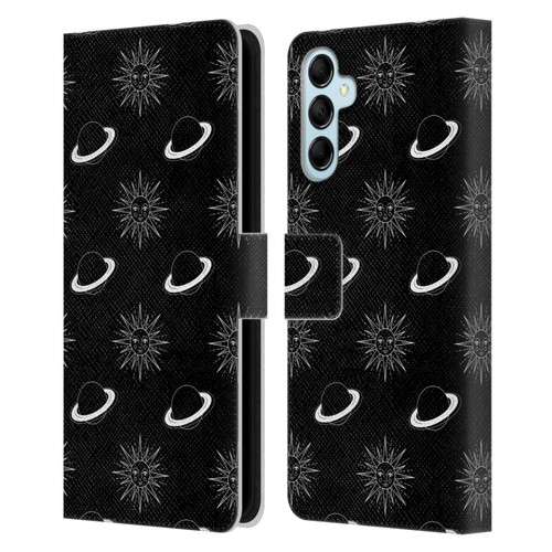 Haroulita Celestial Black And White Planet And Sun Leather Book Wallet Case Cover For Samsung Galaxy M14 5G