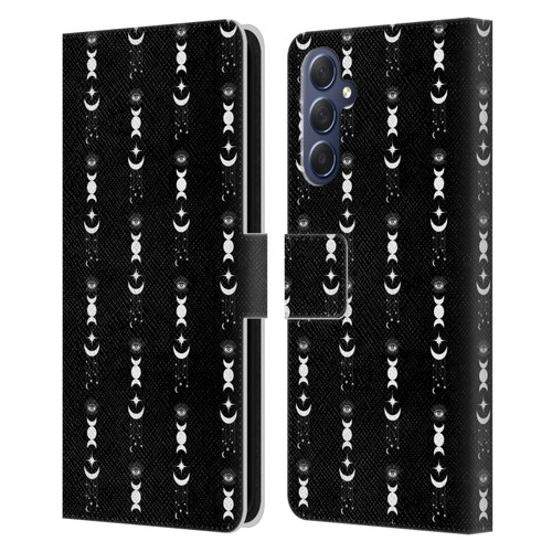 Haroulita Celestial Black And White Moon Leather Book Wallet Case Cover For Samsung Galaxy M54 5G