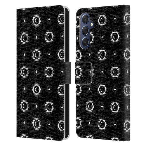 Haroulita Celestial Black And White Sun And Moon Leather Book Wallet Case Cover For Samsung Galaxy M54 5G